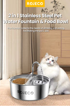 FeedStream Duo – 2-in-1 Stainless Steel Feeder & Water Fountain for Cats and Dogs