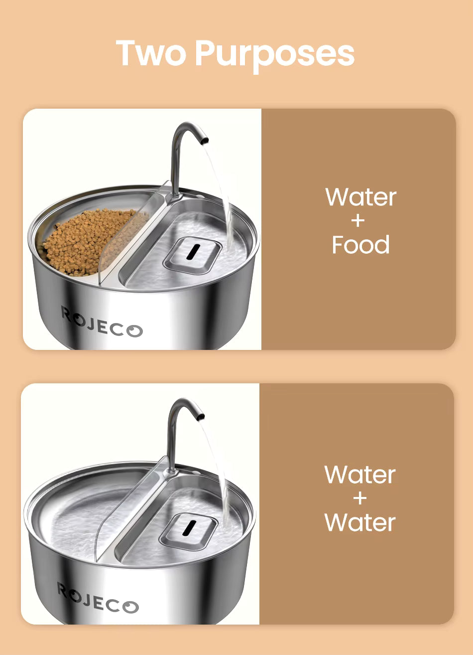 FeedStream Duo – 2-in-1 Stainless Steel Feeder & Water Fountain for Cats and Dogs