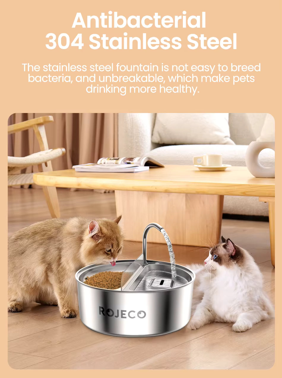 FeedStream Duo – 2-in-1 Stainless Steel Feeder & Water Fountain for Cats and Dogs