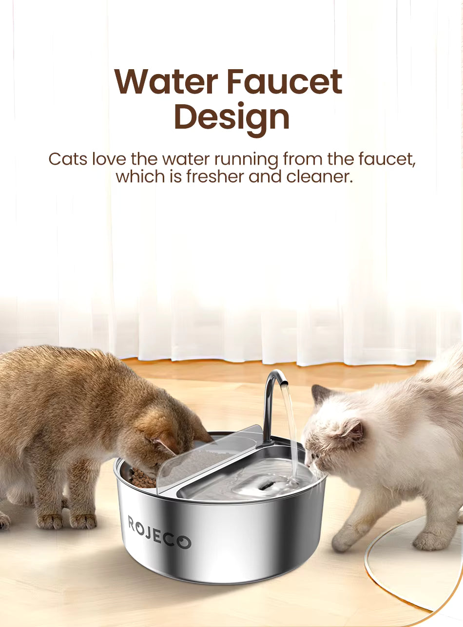 FeedStream Duo – 2-in-1 Stainless Steel Feeder & Water Fountain for Cats and Dogs