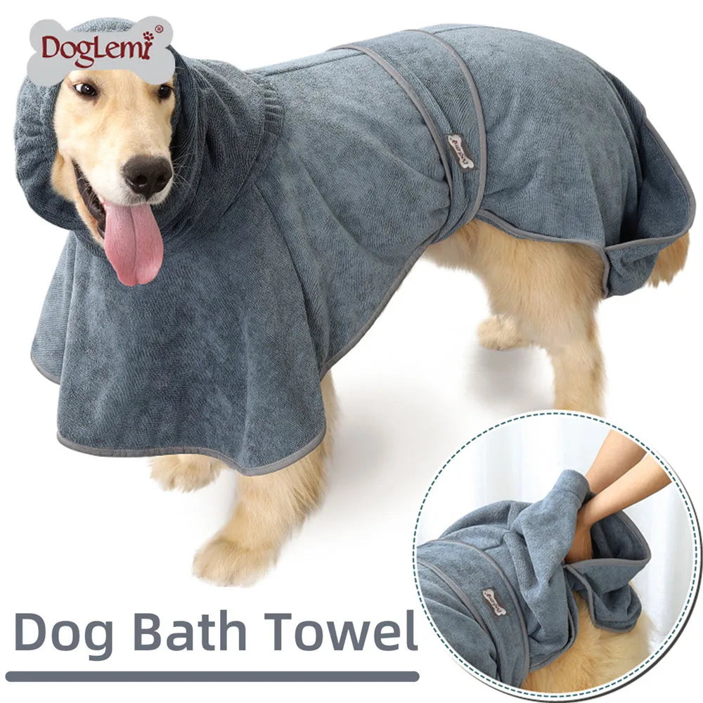 DogLemi™ Microfibre Dog Bathrobe – Ultra-Absorbent Drying Coat