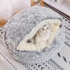 CuddleCave – Plush Covered Bed for Cats & Small Dogs