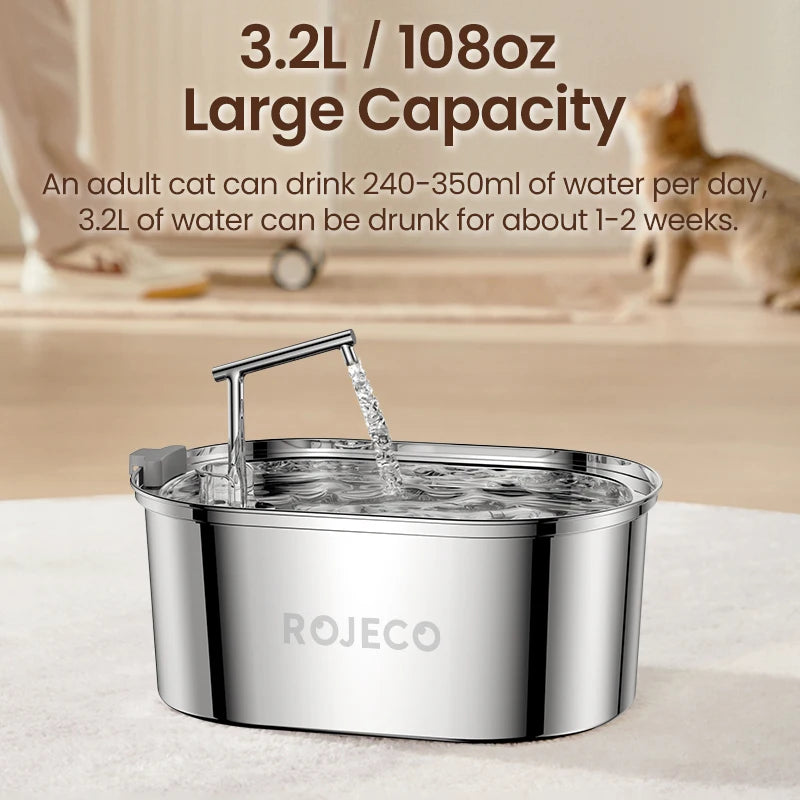 HydroFlow 3.2L – Stainless Steel Automatic Pet Water Fountain