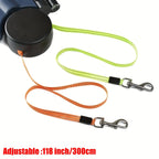 Dual Retractable Dog Leash w/LED Flashlight and Waste Bag Box Roulette