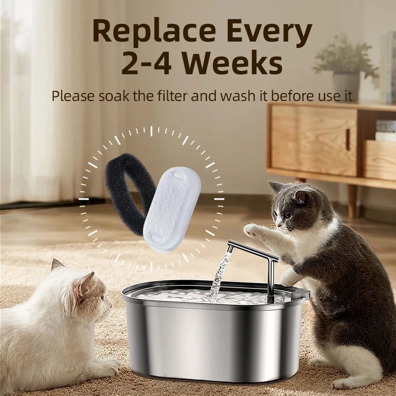 PureFlow+ Activated Carbon Filters – 3.2L Stainless Steel Cat Fountain Replacements (4 or 8 Pack)