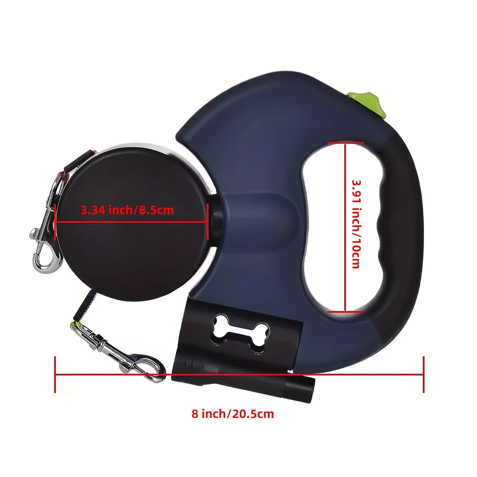 Dual Retractable Dog Leash w/LED Flashlight and Waste Bag Box Roulette