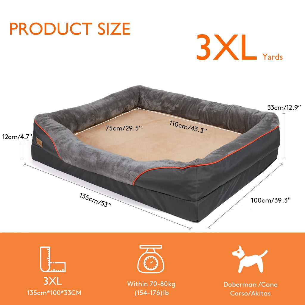 Furbytes OrthoLuxe – Orthopedic Comfort Bed with Memory Foam and Bolster Support