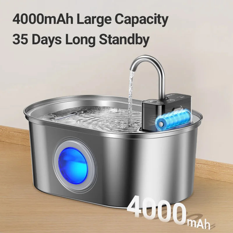 Rojeco HydroSense 3.2L – Smart Stainless Steel Pet Fountain