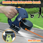 Dual Retractable Dog Leash w/LED Flashlight and Waste Bag Box Roulette