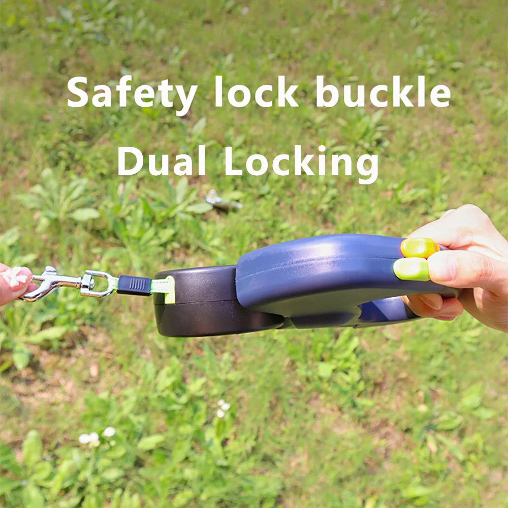 Dual Retractable Dog Leash w/LED Flashlight and Waste Bag Box Roulette