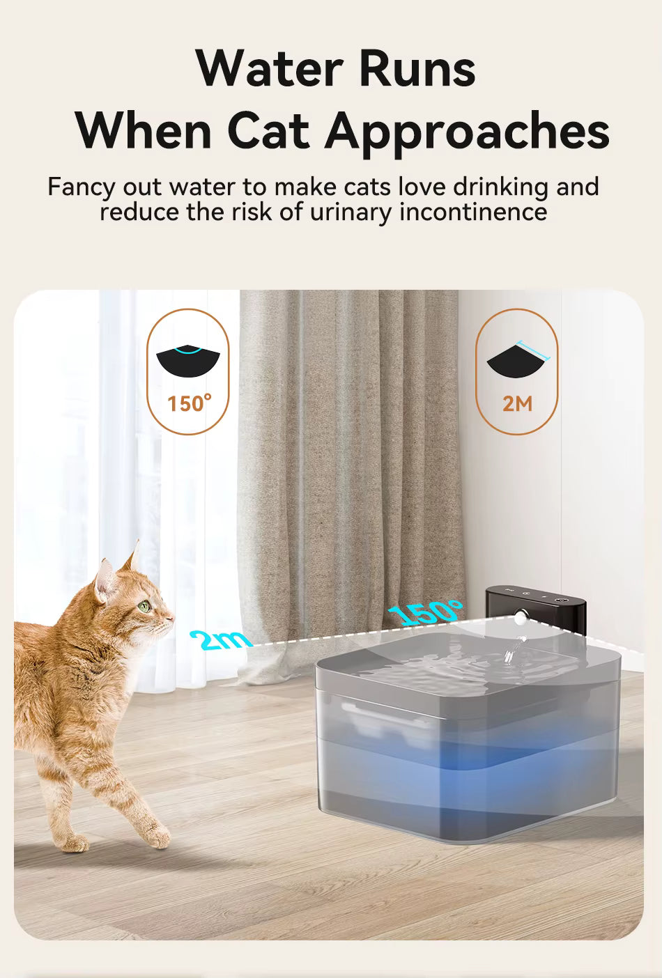FlowSense 2.6 – Smart Wireless Pet Fountain with Infrared Sensor (2600mAh)