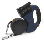 Dual Retractable Dog Leash w/LED Flashlight and Waste Bag Box Roulette