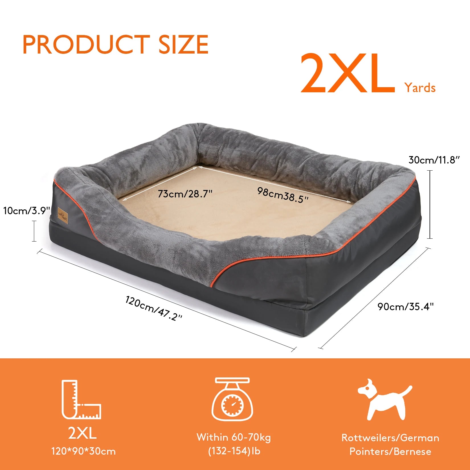 Furbytes OrthoLuxe – Orthopedic Comfort Bed with Memory Foam and Bolster Support