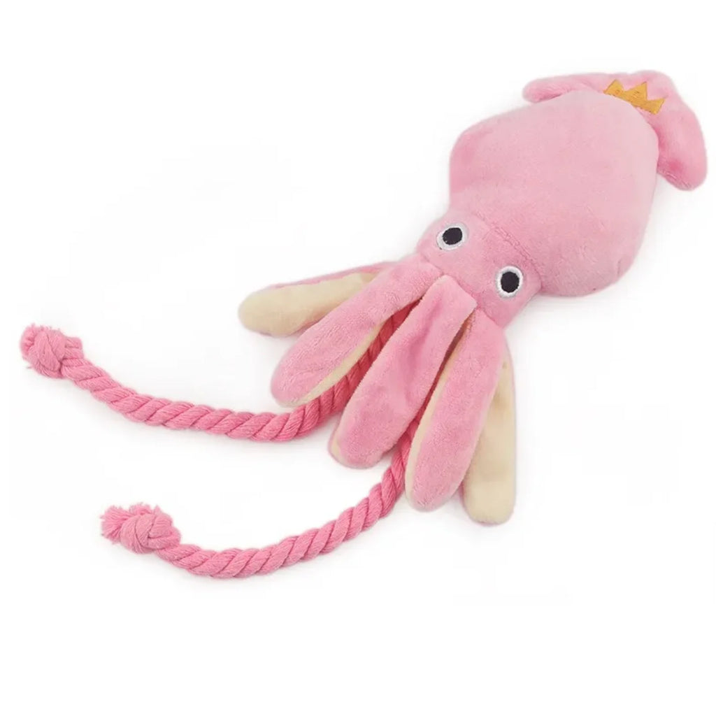SquishySquid — Plush Squeaky Rope Toy for Dogs