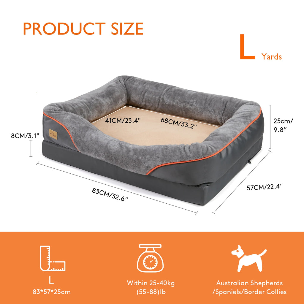 Furbytes OrthoLuxe – Orthopedic Comfort Bed with Memory Foam and Bolster Support