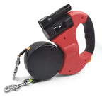 Dual Retractable Dog Leash w/LED Flashlight and Waste Bag Box Roulette