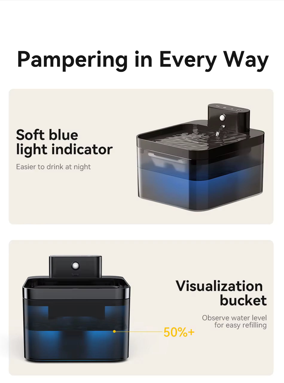 FlowSense 2.6 – Smart Wireless Pet Fountain with Infrared Sensor (2600mAh)