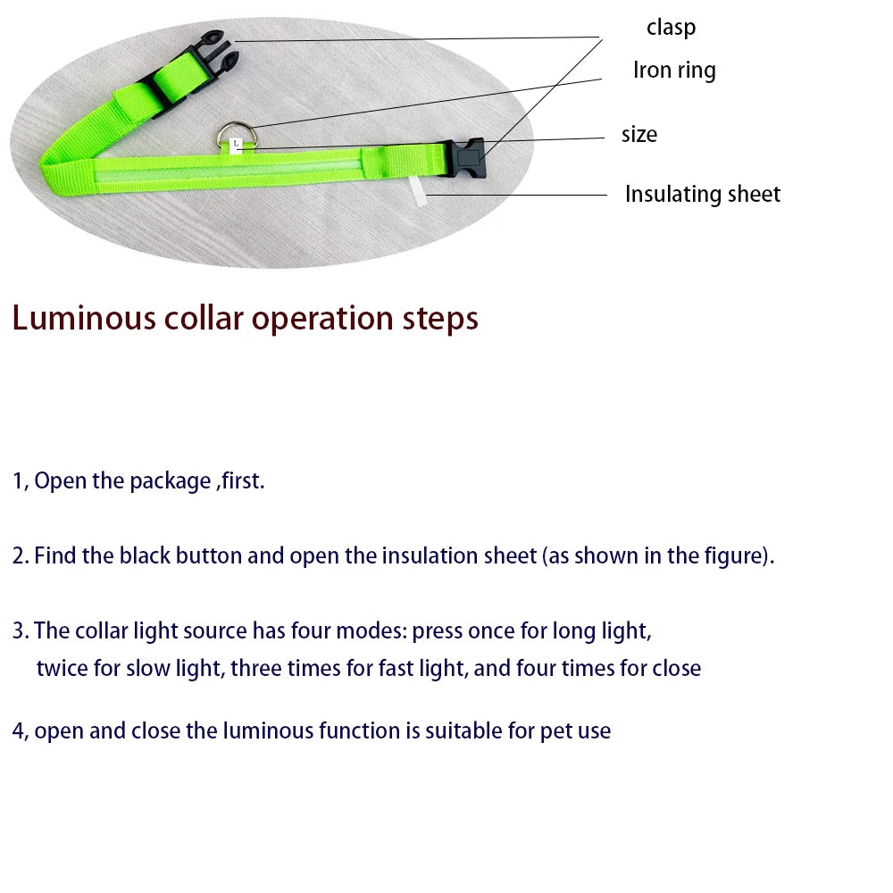 LED Night-Safe Luminous Dog Collar