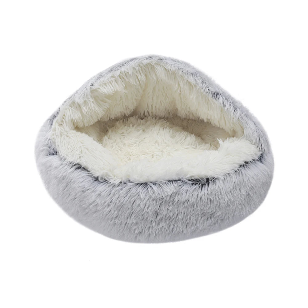 CuddleCave – Plush Covered Bed for Cats & Small Dogs