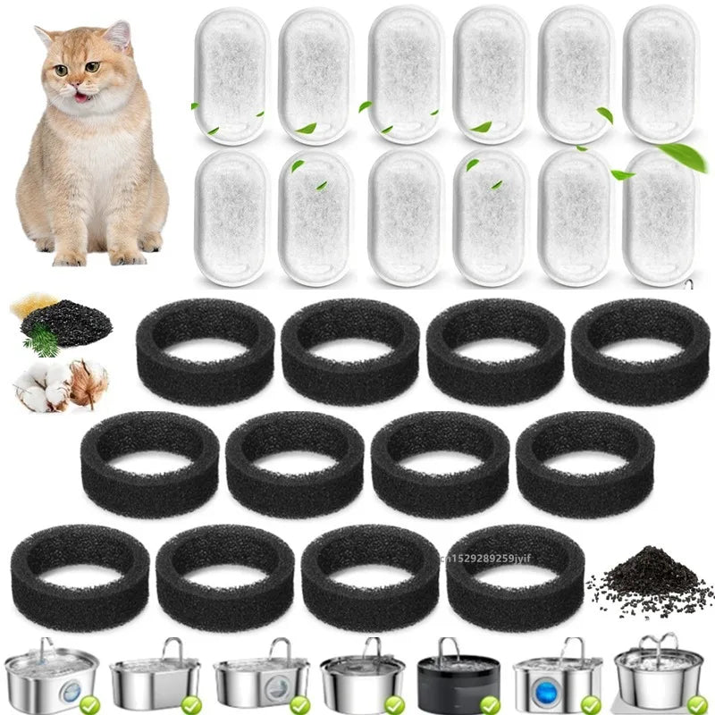 AquaShield Filter Set – Activated Carbon Replacements for Stainless Steel Pet Fountains (6 or 12 Pack)