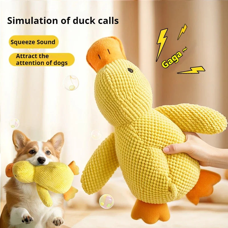 QuackyPlush — Soft Squeaky Duck Toy for Dogs Dog toy plush companion sleeping duck bite resistant teeth grinding sound relief duck sound toy