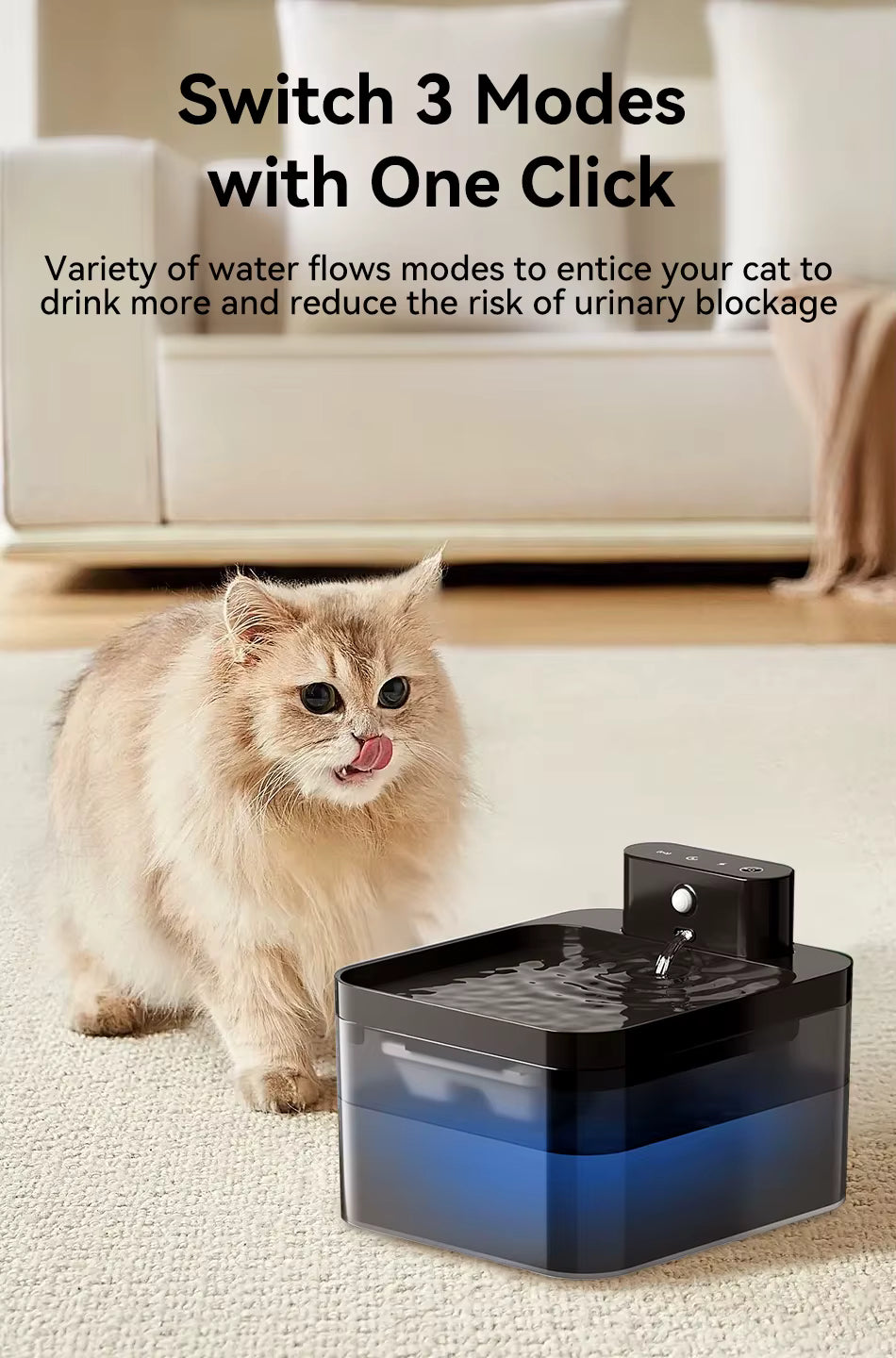 FlowSense 2.6 – Smart Wireless Pet Fountain with Infrared Sensor (2600mAh)