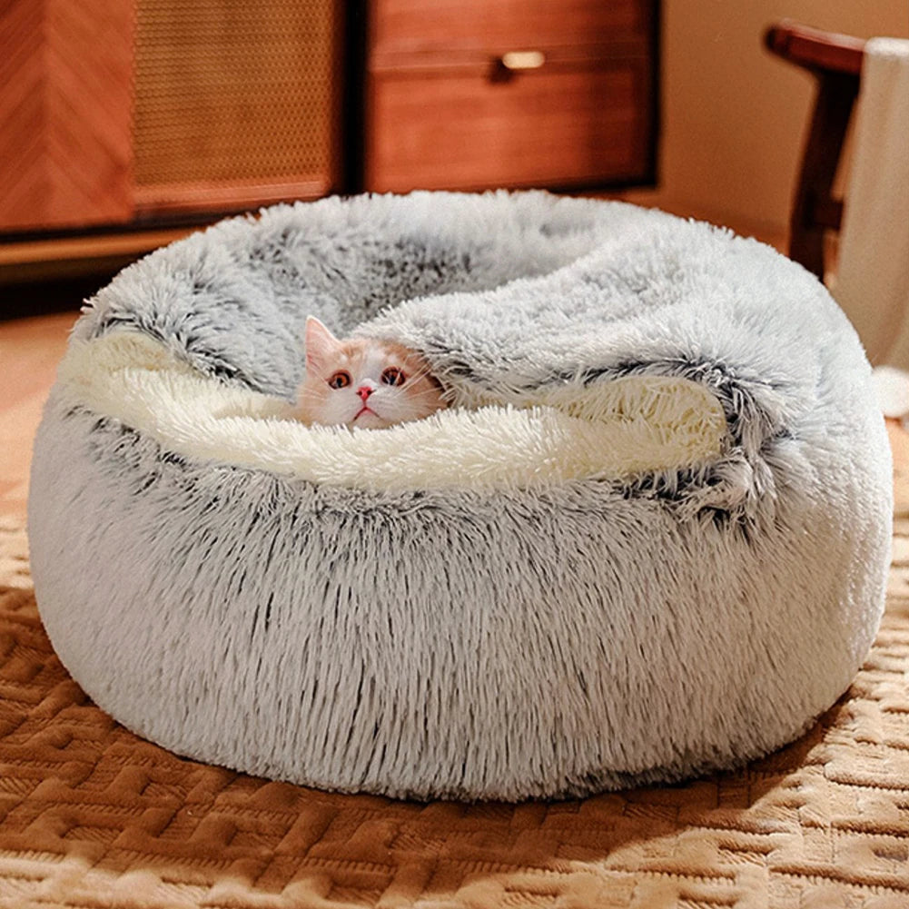 CuddleCave – Plush Covered Bed for Cats & Small Dogs